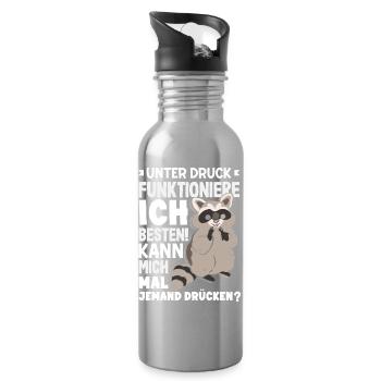 I function best under pressure - Water bottle with straw - silver - Right