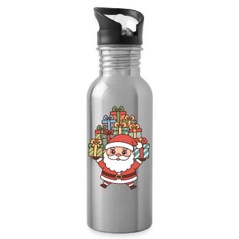Weihnachtsmann Nikolaus - Trinkflasche mit integriertem Trinkhalm - Lightsilver - Rechts