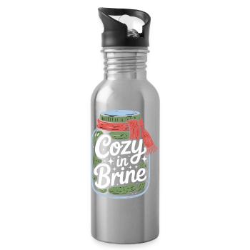 Cozy In Brine Gurken Glas Winter Humor - Trinkflasche mit integriertem Trinkhalm - Lightsilver - Rechts