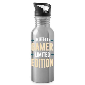 Gamer Limited Edition – Einzigartige Typografie - Trinkflasche mit integriertem Trinkhalm - Lightsilver - Rechts