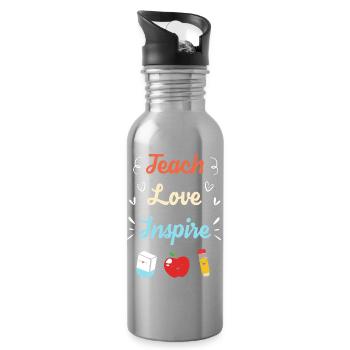 Special Needs School Teacher Special Education Pedagogue - Water bottle with straw - silver - Right