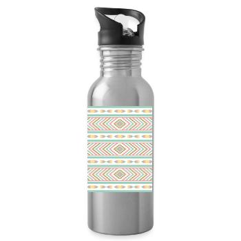 Ambiance bohème élégante en géométrie pastel - Gourde avec paille intégrée - argent clair - Droite