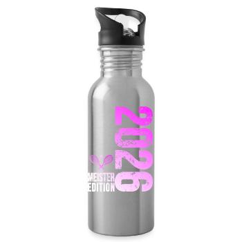 Tennis Meister Edition 2026 pink - Trinkflasche mit integriertem Trinkhalm - Lightsilver - Rechts