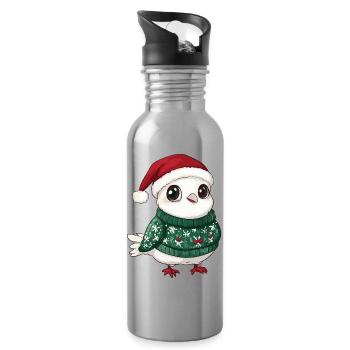 Noël Oiseau Colombe - Gourde avec paille intégrée - argent clair - Droite