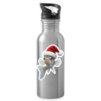 Salutations de Noël Poisson Guppy Bouillonnant - Gourde avec paille intégrée - argent clair - Droite