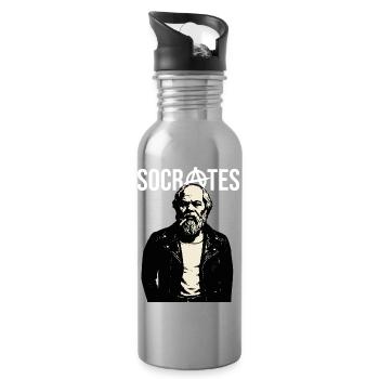 Socrates Rebel Portrait - Water bottle with straw - silver - Right