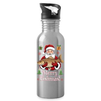 Angler Weihnachtspullover Merry Fishmas Karpfen - Trinkflasche mit integriertem Trinkhalm - Lightsilver - Rechts