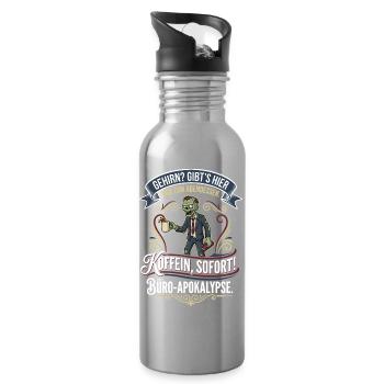 Coffee Zombie Office Apocalypse - Water bottle with straw - silver - Right