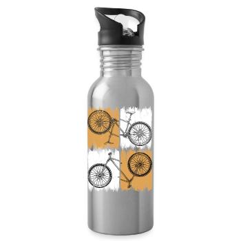 Grunge Split Bicycle Quad Artwork - Water bottle with straw - silver - Right