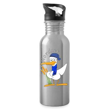 Nordsee - Trinkflasche mit integriertem Trinkhalm - Lightsilver - Rechts