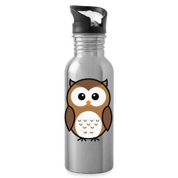 Style minimaliste de chouette curieuse mignonne - Gourde avec paille intégrée - argent clair - Droite