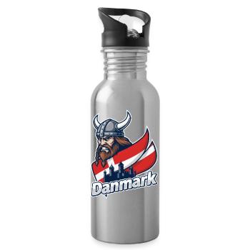 Dänemarks Wikingeremblem - Trinkflasche mit integriertem Trinkhalm - Lightsilver - Rechts
