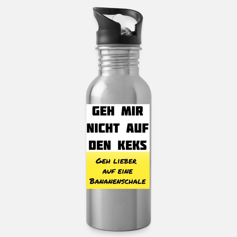 Geht Mir Nicht Auf Den Keks – Banane Style - Trinkflasche mit integriertem Trinkhalm - Lightsilver