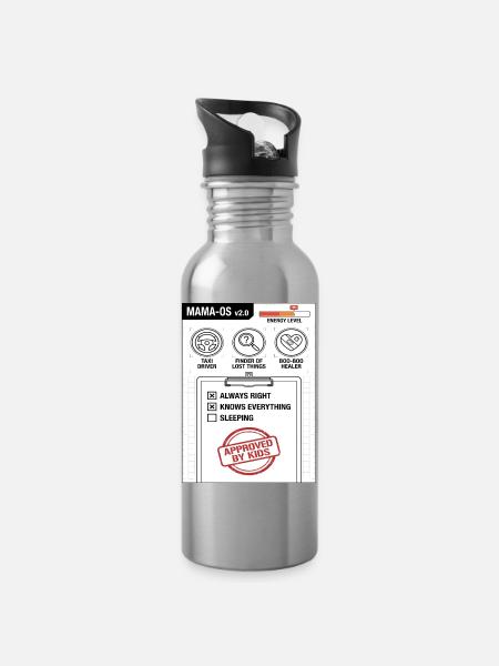 Mama-OS v2.0 Betriebssystem - Trinkflasche mit integriertem Trinkhalm - Lightsilver