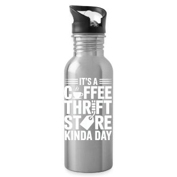 Coffee Thrift Store Kindaday Day - Water bottle with straw - silver - Right