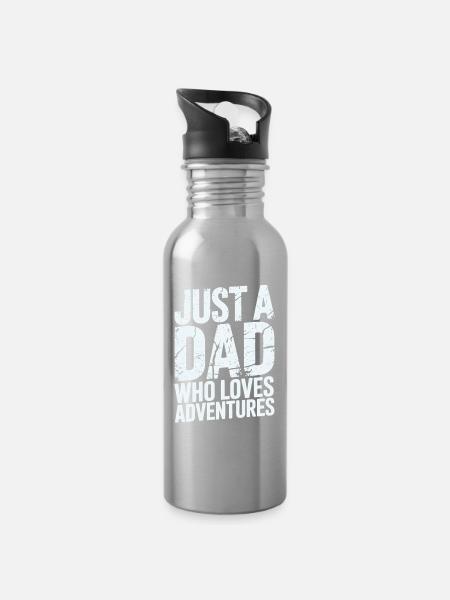 Father of Adventures - Water bottle with straw - silver
