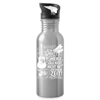 Je joue avec le cœur, pas avec ton temps - Gourde avec paille intégrée - argent clair - Droite