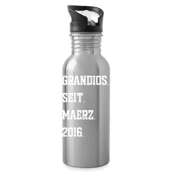 Anniversaire : mars 2016 - Gourde avec paille intégrée - argent clair - Droite
