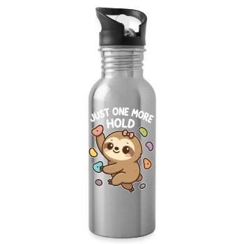 Paresseux de Kawaii en bloc – Juste une prise de plus - Gourde avec paille intégrée - argent clair - Droite