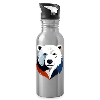 Geometrischer Polarbär Farbsplit - Trinkflasche mit integriertem Trinkhalm - Lightsilver - Rechts