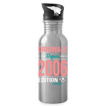 Original since 2006 – 20th anniversary - Water bottle with straw - silver - Right