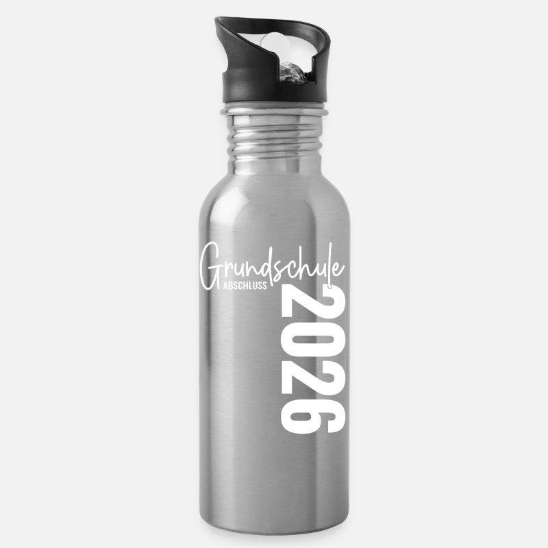 Abschluss 2026 Grundschule - Trinkflasche mit integriertem Trinkhalm - Lightsilver