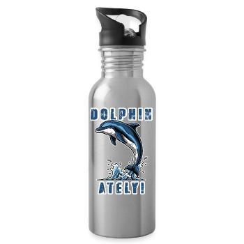 Humour Dauphin Dolphinately Vintage - Gourde avec paille intégrée - argent clair - Droite