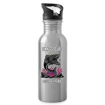 Fangs Out Deep Threat Abyssal Fish - Water bottle with straw - silver - Right