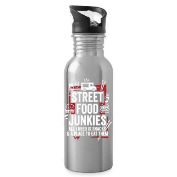 Street Food Junkies Snack Paradise - Water bottle with straw - silver - Right