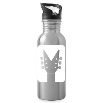 Guitar Headstock Silhouette - Water bottle with straw - silver - Right