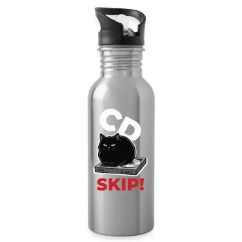 CD Skip Chat Music Humor - Water bottle with straw - silver - Right