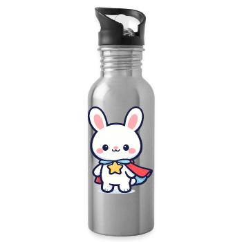 Minihero Bunny – Super Bunny - Water bottle with straw - silver - Right