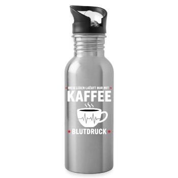 Kaffee Blutdruck Lustiges Mein Leben Läuft Kaffee - Trinkflasche mit integriertem Trinkhalm - Lightsilver - Rechts