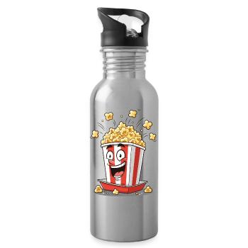 Popcorn Bucket Cartoon Spaß - Trinkflasche mit integriertem Trinkhalm - Lightsilver - Rechts