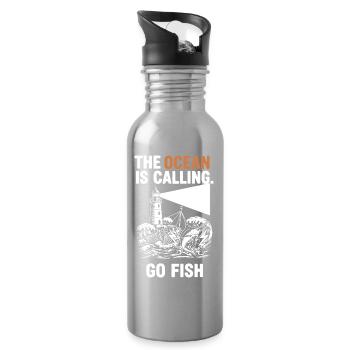 Pêche Mer Ocean Go Fish - Gourde avec paille intégrée - argent clair - Droite