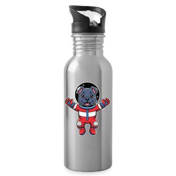 Dog Staffy Astronaut Space Color - Water bottle with straw - silver - Right