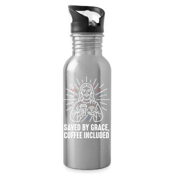 Saved by Grace – Coffee Included - Water bottle with straw - silver - Right