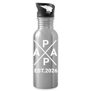 Papa Est. 2026 Vater seit 2026 Werdender Papa 2026 - Trinkflasche mit integriertem Trinkhalm - Lightsilver - Rechts