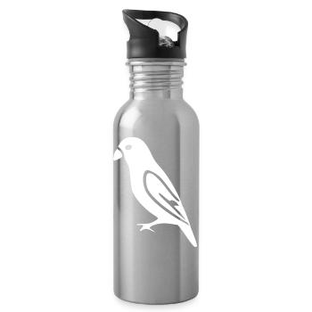 Oiseau White Gift Amoureuse de la nature - Gourde avec paille intégrée - argent clair - Droite