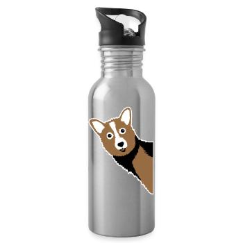 Corgi Cuckoo – Perfect for every dog owner - Water bottle with straw - silver - Right