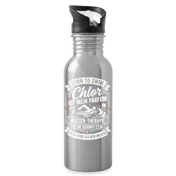 Chlorine is my perfume: swimming style - Water bottle with straw - silver - Right