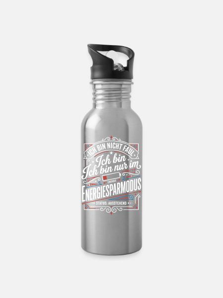 Ich bin im Energiesparmodus - Trinkflasche mit integriertem Trinkhalm - Lightsilver