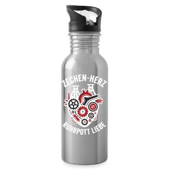 Zechen Herz, Ruhrpott Shirt, Hoodie, Tasche, Tasse - Trinkflasche mit integriertem Trinkhalm - Lightsilver - Rechts