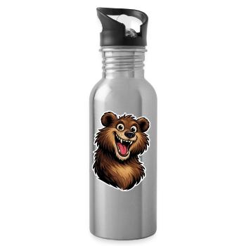 Fröhlicher Bärenkopf im Cartoon-Stil. - Trinkflasche mit integriertem Trinkhalm - Lightsilver - Rechts
