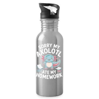 Un joli accident de devoirs d’Axolotl - Gourde avec paille intégrée - argent clair - Droite