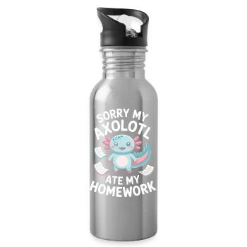 Braquage de devoirs d’Axolotl - Gourde avec paille intégrée - argent clair - Droite