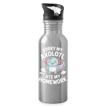 Braquage de devoirs d’Axolotl - Gourde avec paille intégrée - argent clair - Droite