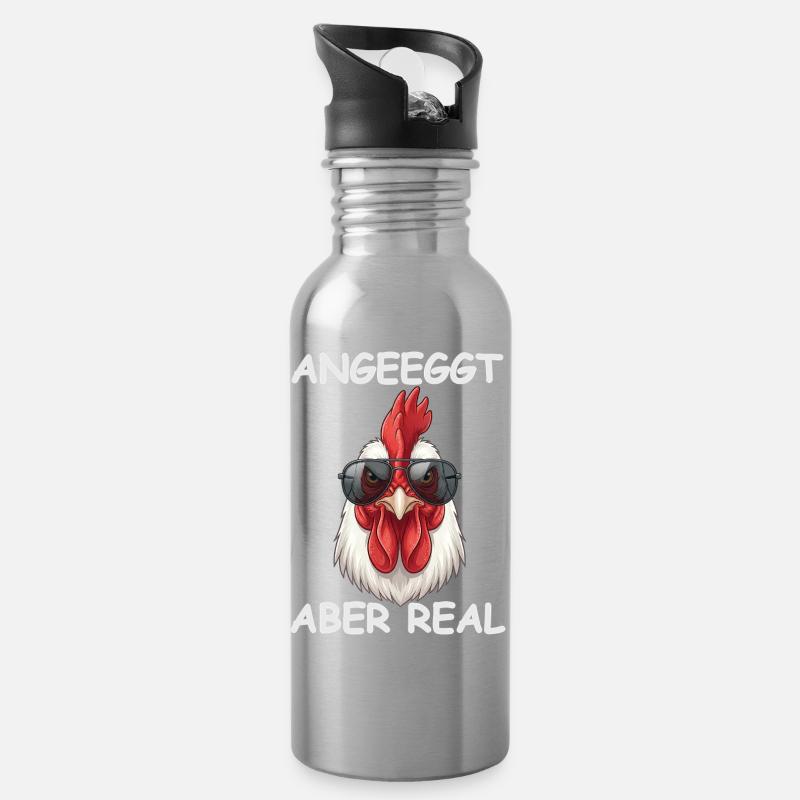 Böses Huhn Hühnerhalter - Trinkflasche mit integriertem Trinkhalm - Lightsilver