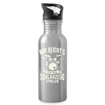 Mir Reichts Ich Geh Schlagzeug Spielen  - Trinkflasche mit integriertem Trinkhalm - Lightsilver - Rechts