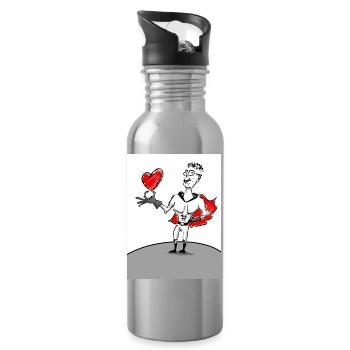 Herzheld: Superheld mit Herz - Trinkflasche mit integriertem Trinkhalm - Lightsilver - Rechts